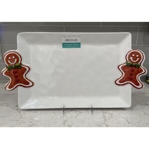 GINGERBREAD COOKIES Melamine 15” SERVING TRAY w/ Handles JINGLE & JOY Christmas